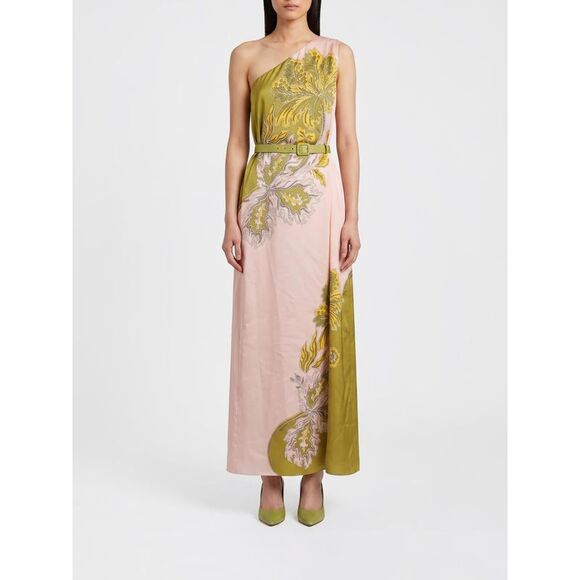 LA DOUBLEJ Dresses & Skirts - La Doublej Women Roy One-Shoulder Floral-Print Silk Midi Dress La Doublej